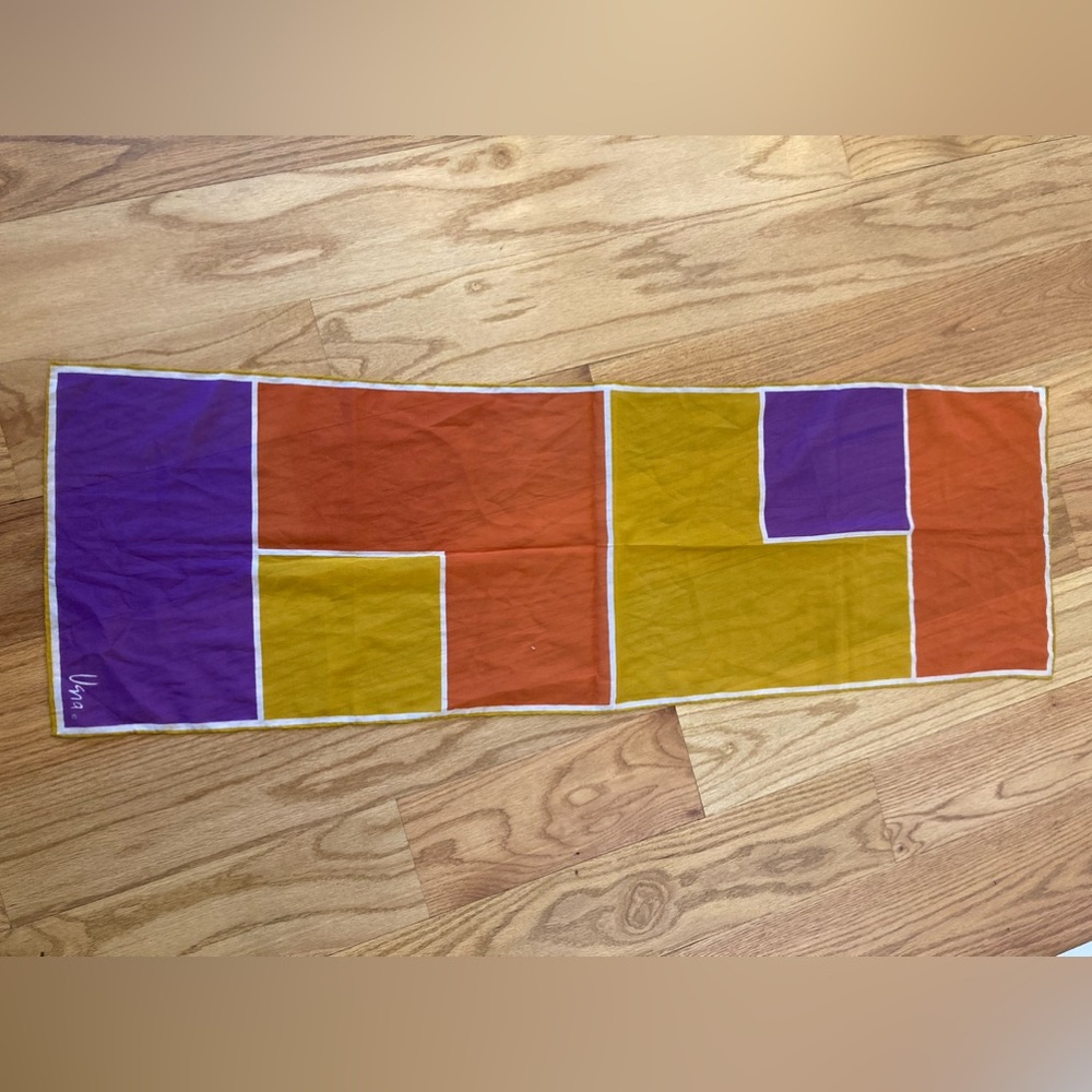 Vintage VERA 1970’s Colorblock Scarf Oblong Chiffon 43” x 14” RETRO!